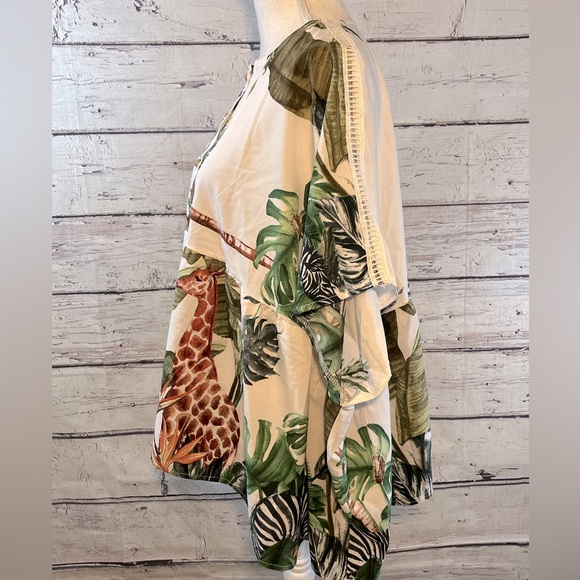 ELISE Oversized Babydoll Style Top in Jungle Animal Print-OS - Picture 4 of 5